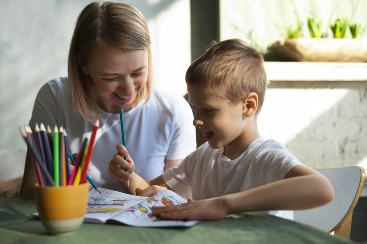 Mother Educating Her Autistic Son Home (1)