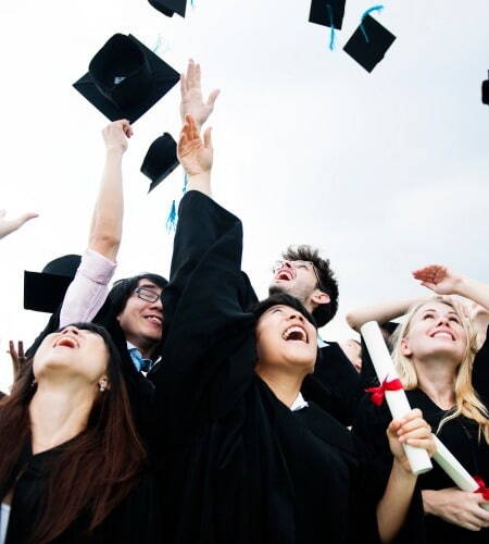 University students celebrating their graduation